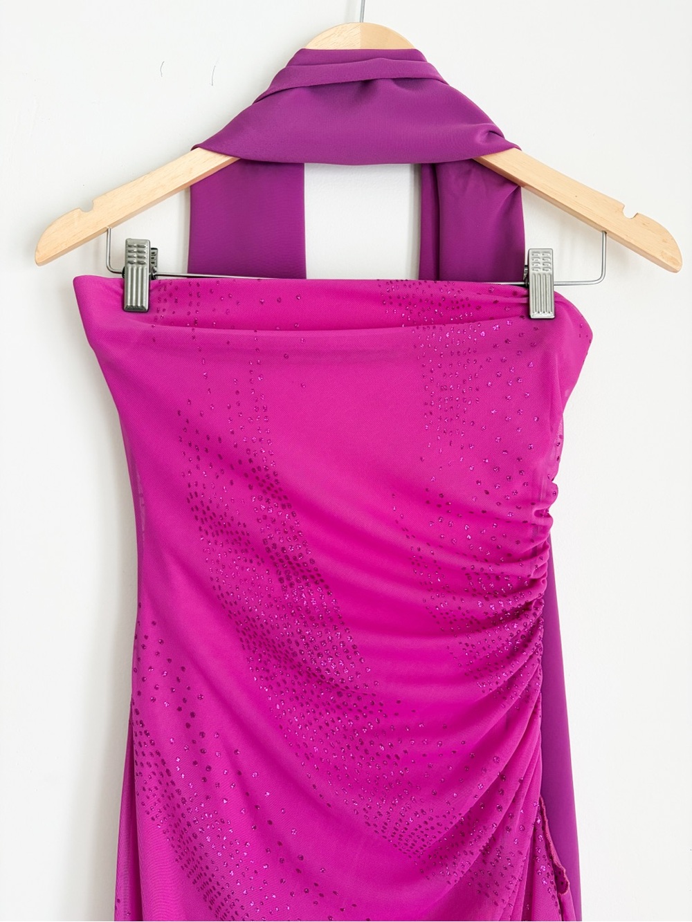 Vintage Mariposa Strapless Fuchsia Evening Gown with Scarf, Size Small - Picture 4 of 9